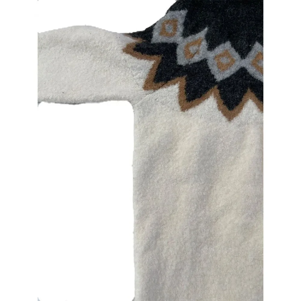 Abercrombie & Fitch Turtleneck Sweater | Fair Isle Cream Geometric Yoke